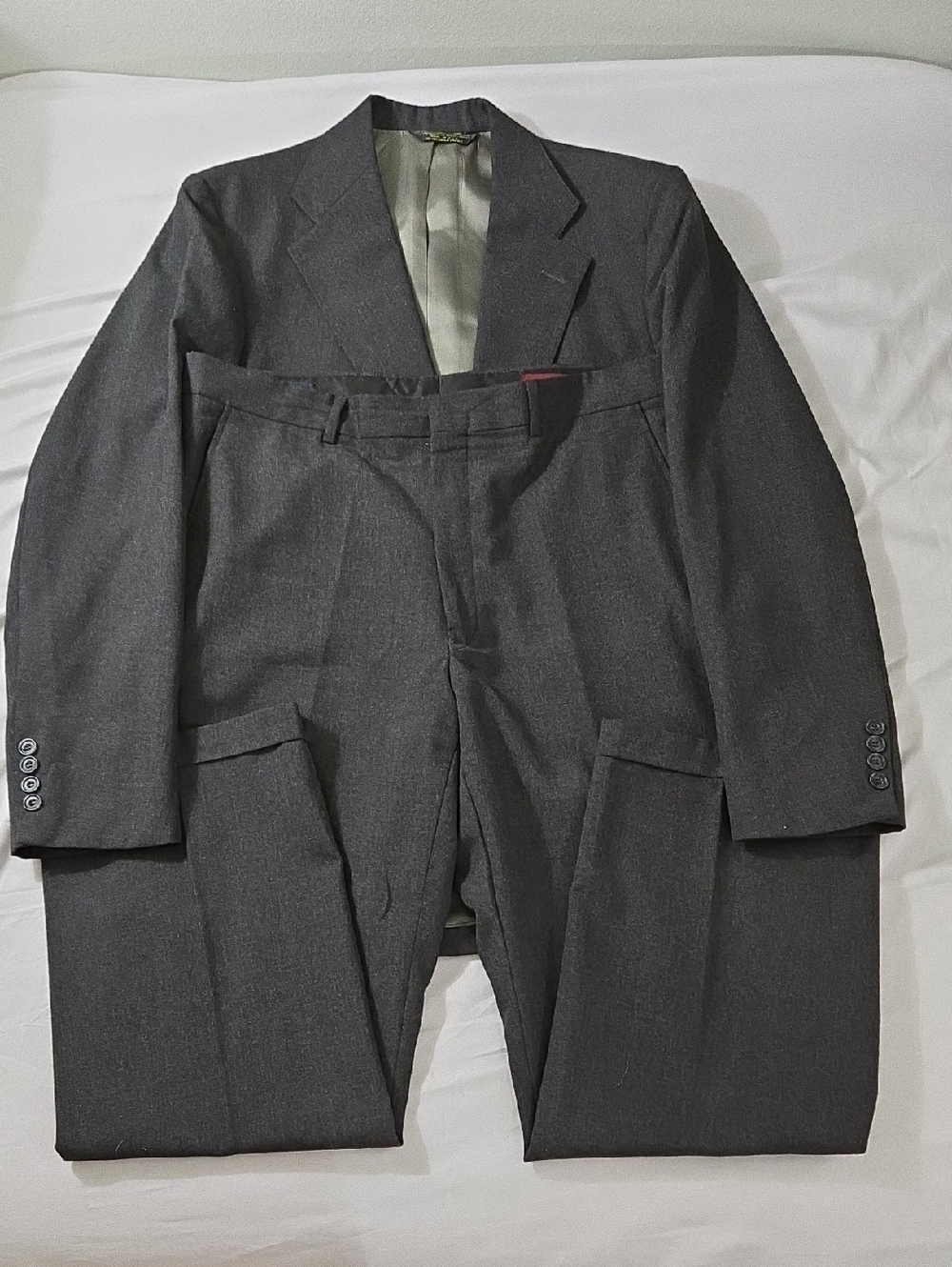 Deansgate Men's Two-Piece Suit Jacket - Charcoal Gray with Burgundy Trim